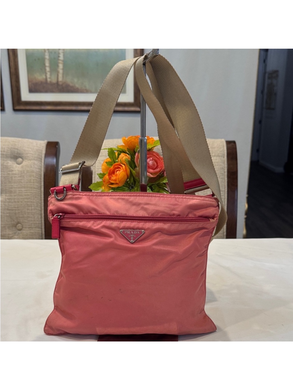 Authentic Prada Pink Crossbody With Adjustable Strap